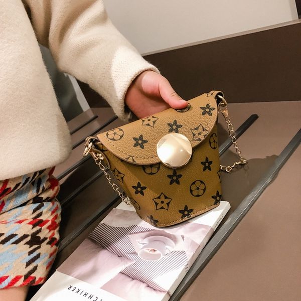 

2019 mini bucket shoulder wallet small wallet children's small bag mobile phone coin purse girl pu printed shoulder bag