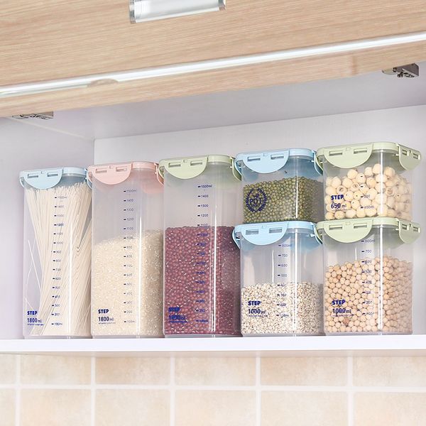 

pp storage box plastic clear container set with pour lids kitchen storage bottles jars dried grains tank