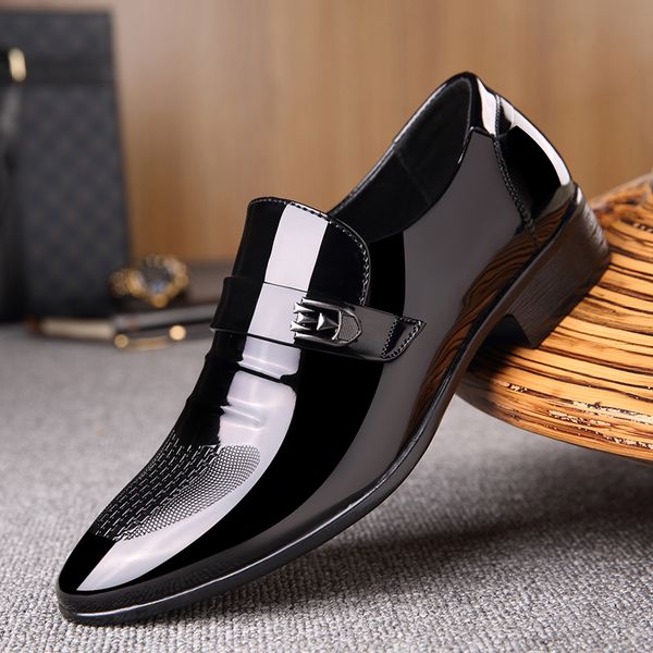 

big size mens casual business shoes summer patent leather loafers slip-on oxfords shoe gentleman formal dress black sneakers man