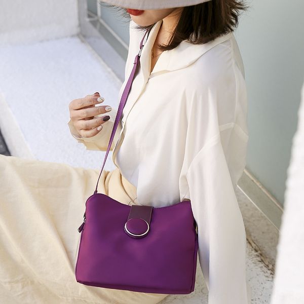 

women's 2020 new diagonal ins temperament shoulder shoulder bag korean fashion simple niche nylon bag, White