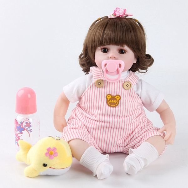 

july's song 42cm reborn baby dolls with dolphin brown eyes cotton body stuffed realistic baby baby reborn dolls toys for girls t200712, White