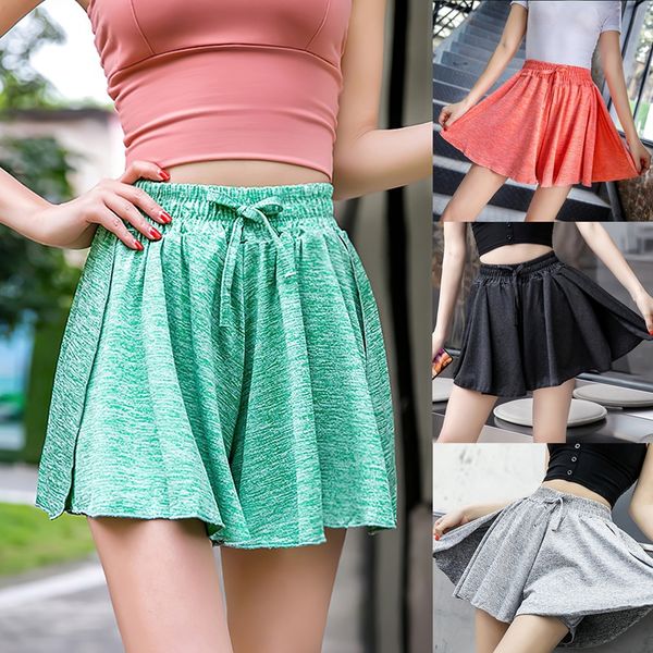 

women's fake two-piece skirt quick-drying double layer sports shorts, Black;blue