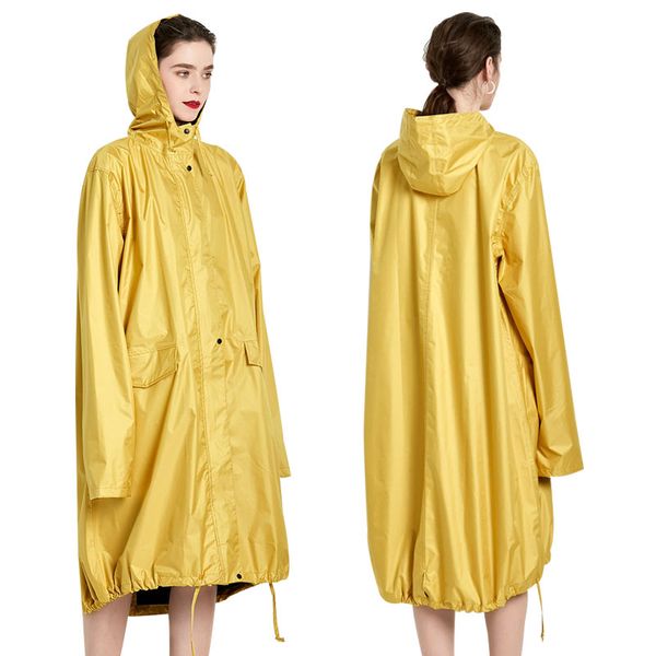 

women long raincoat lightweight rain poncho hiking touring portable female rain coat impermeable hooded womens raincoat 60yy155, Red;brown