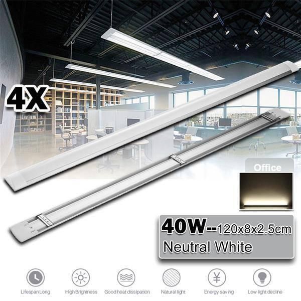 

4pcs 120cm led batten linear tube light ceiling lamp natural white 6000k 110v