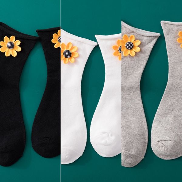 

ulzzang корейский элегантный цветок лето письмо милые детские середины икр плюсами и носки модные носки, Black
