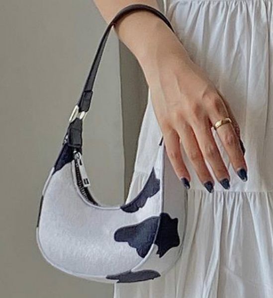 

Design Mini Cow Pattern Crescent Bag 2020 New Fashion One-shoulder Underarm Bag Portable Messenger Bag Ready To Ship