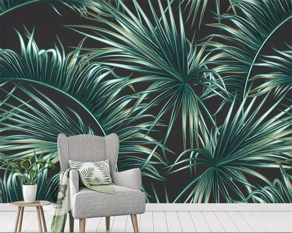 Beibehang Foto Papel de Parede Tropical Planta Folha da Floresta Banana Folha de Folha de Living Café Fundo Parede 3D papel de parede mural