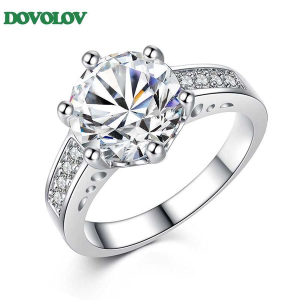 

dovolov fashion elegant temperament wedding ring charming jewelry clear real rhodium plated women accessary d3, Golden;silver