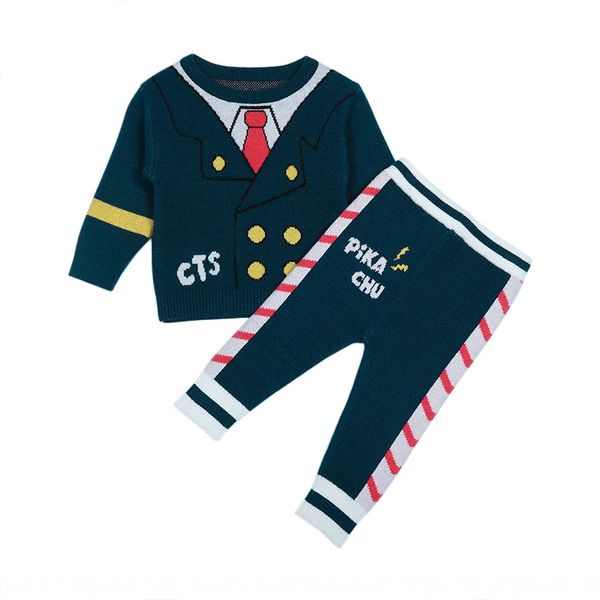 

cotton clothing 66-900036 autumn new children's sweater children's clothing baby package rabbit velvet boy's tie sweater set, Blue