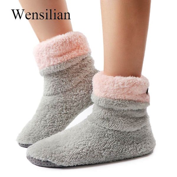 

winter home slippers women warm fur slides furry slippers coral fleece indoor house shoes sock floor shoes pantoufle femme, Black