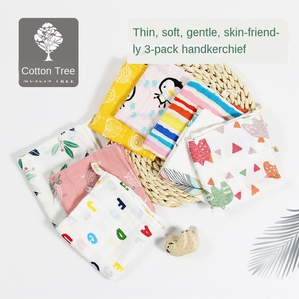 

2020 handkerchief cotton absorbent new infant saliva towel children's handkerchief with adhesive hook newborn square towel