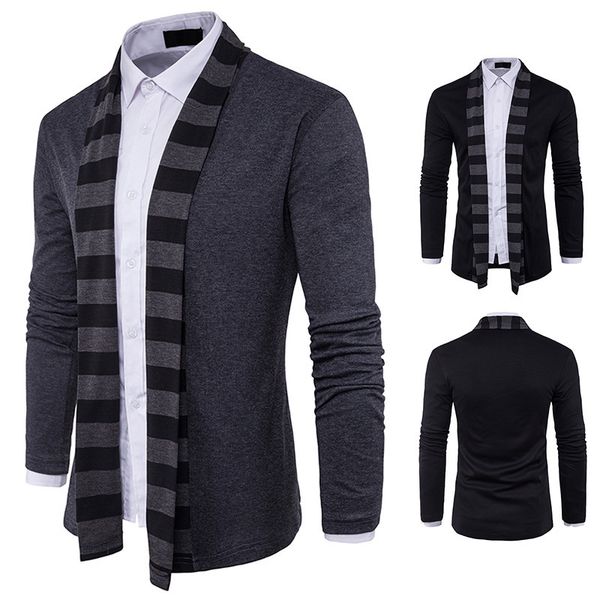 

mens new personalized button-cardigan fashion long sleeve sweater y23, White;black