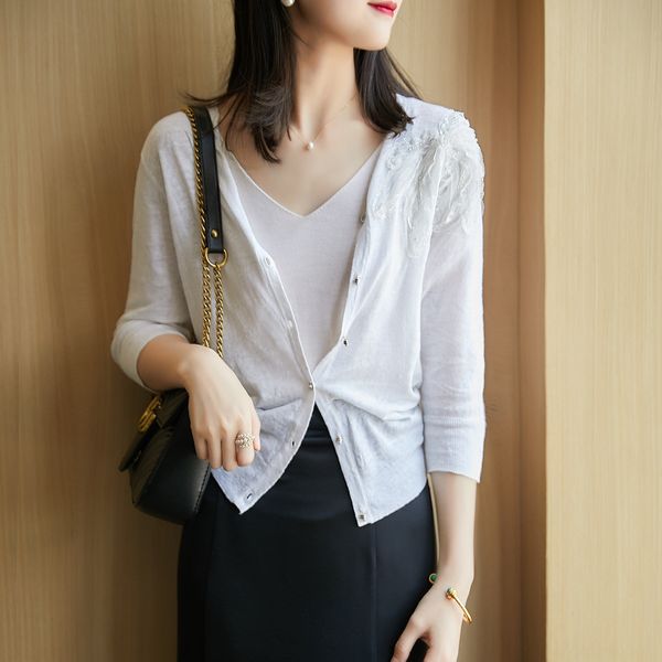 

zy158342mg] смысл множеств shuyuan с вашей высокотехнологичной трехмерной цветок кружева кружева вязаные джемпера тонкий, White