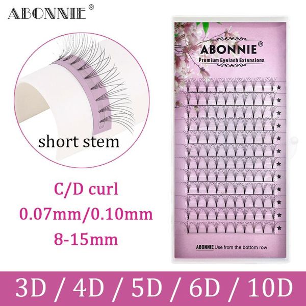 

false eyelashes abonnie short roots makeup 12 lines 3d/4d/5d/6d pre made fans volume 0.07/0.10 eyelash extension black faux mink