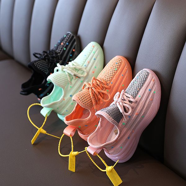 

children running shoes girls sport shoes fashion casual soft knitting breathable kids sneakers glow in the dark