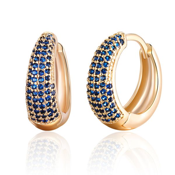 

luxury colorful cubic zirconia hoop earrings gold gem stone cz round circle earrings for women fashion jewelry gifts, Golden;silver