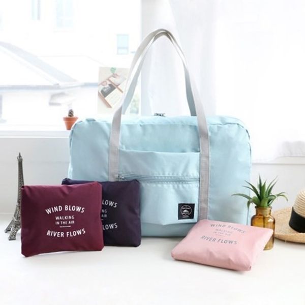 

folding travel storage bag carry-on hand luggage organizer tote large foldable shoulder duffel handbags men women 5color 2020, Blue;pink
