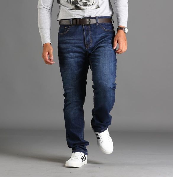 

large size jeans men quality high waist straight trousers tube blue jeans fashion male popular business casual pants streetwear