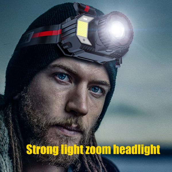 

led headlamp 4 lighting modes intelligent sensing headlight for campinghiking night fishing light with power indicator *