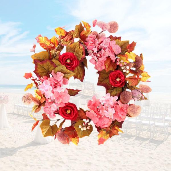 

1pc artificial peony wreath autumn wall hanging garland silk flower peony wreath for home decor (colorful
