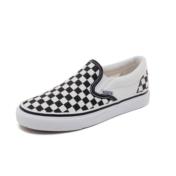 

20200 spring, summer and autumn casual checkerboard squares wild large canvas flat shoes  larger, Black