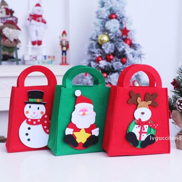

christmas candy bag apple bag xmas felt cloth green santa claus party home decoration