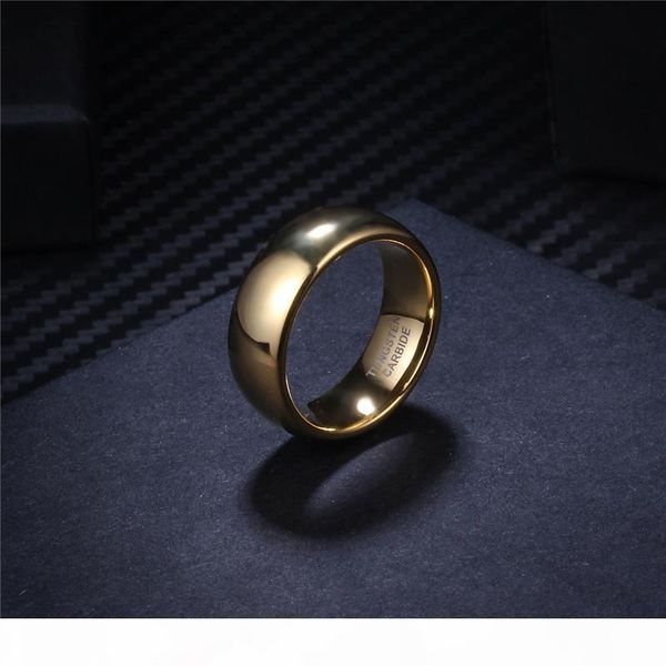 

k drop shipping 8mm tungsten wedding band gold color rings for men engagement finger ring alliance classic jewelry size 4 to15 j190714