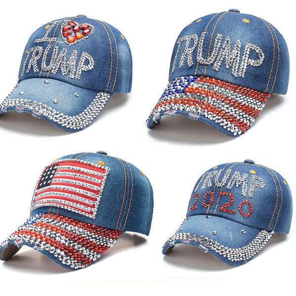 

fashion luxury designer us flag trump presidential election diamond baseball ball caps for man woman male female girls sun hats, Blue;gray