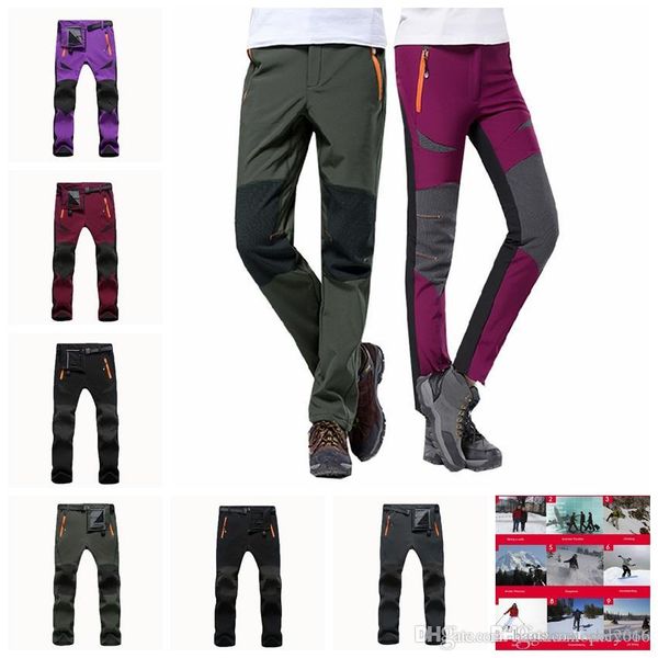 

men's soft shell fleece warm pants summer quick dry breathable waterproof clothing couple trousers trekking hiking climbing cycling pan, Black