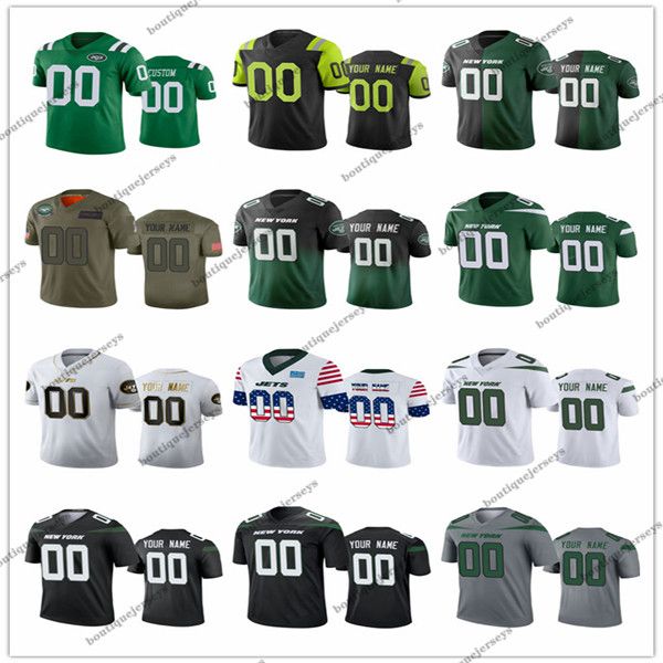

custom new york jets men women youth kids #00 any name and number black white red green gray football jerseys 01, Black;red