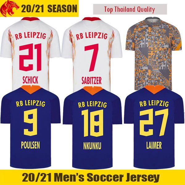 

20 21 rbl home white werner soccer jersey forsberg 2020 rbl olmo football shirt nkunku sabitzer soccer shirts schick jersey, Black;yellow