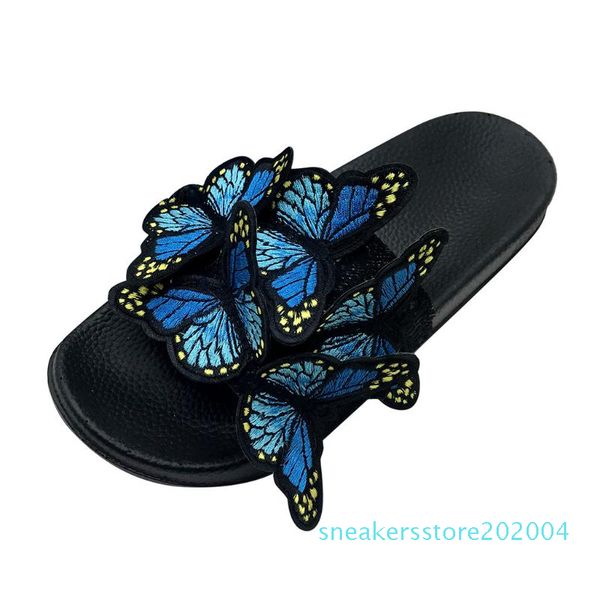 

women's ladies fashion casual butterfly open toe outdoor slippers beach shoes slides women shoes flip flops sandalias mujer#s s04, Black