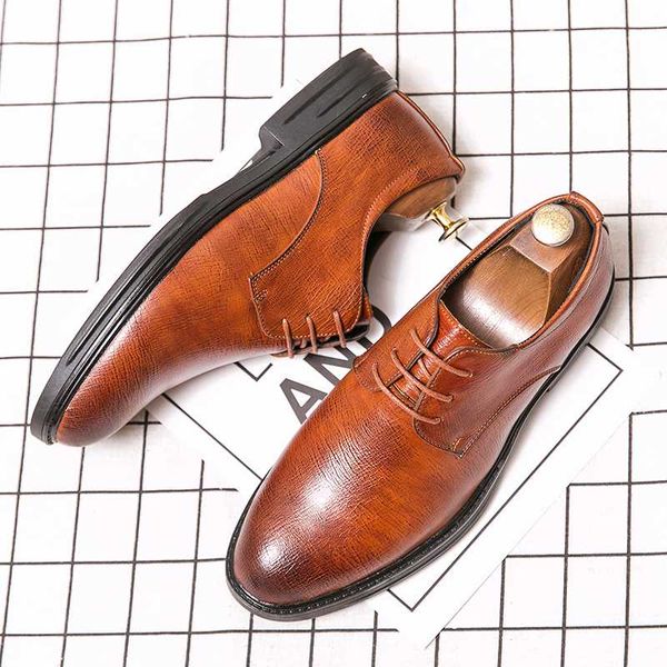 

fashion mens oxford casual leather shoes men lace-up elegantes gentleman flats male office formal dress footwear spring autumn, Black