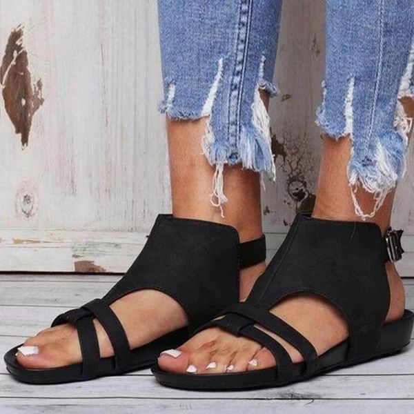 

shoes woman sandals flat casual summer sandals women's fashion rome flip flops wedges artificial leather platform shoes, Black