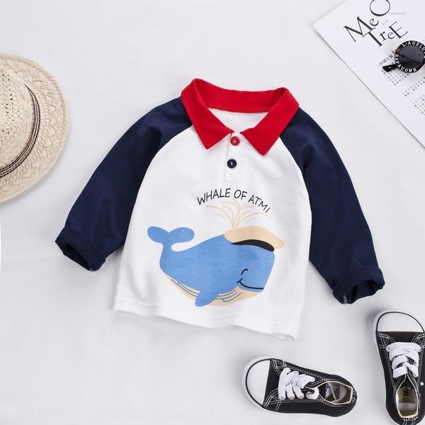 

5tn7q brother and brother clothing 2019 autumn new boy's long-sleeved children's t- children's clothing t-shirt 0-4 baby cart, White;black