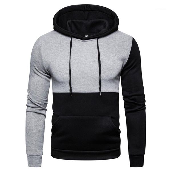 

hoodies long sleeve hooded slim spring autumn mens designer hoodies casual streetwear sweatshirts patchwork black grey mens