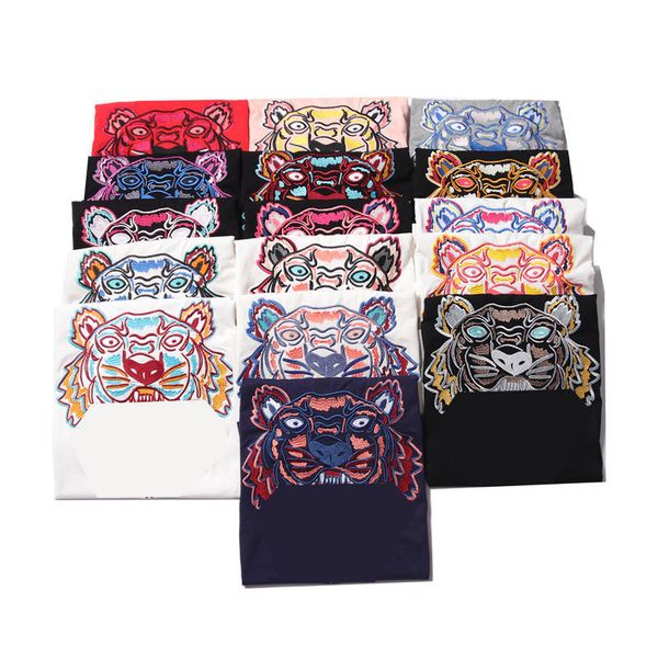 

mens t shirt fashion tees breathable loose shorts sleeves tiger embroidery letters t shirts summer, White;black