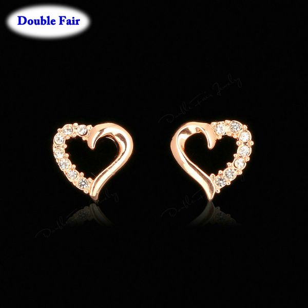 

dwe327 cute love heart crystal rose gold color stud earrings fashion cz dimond jewelry earings for women wholesale brincos, Golden;silver