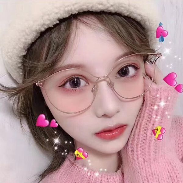 

2019 myopia new round brick stone leg frame anti blue light myopia glasses stainless steel glasses frame plain light, Silver