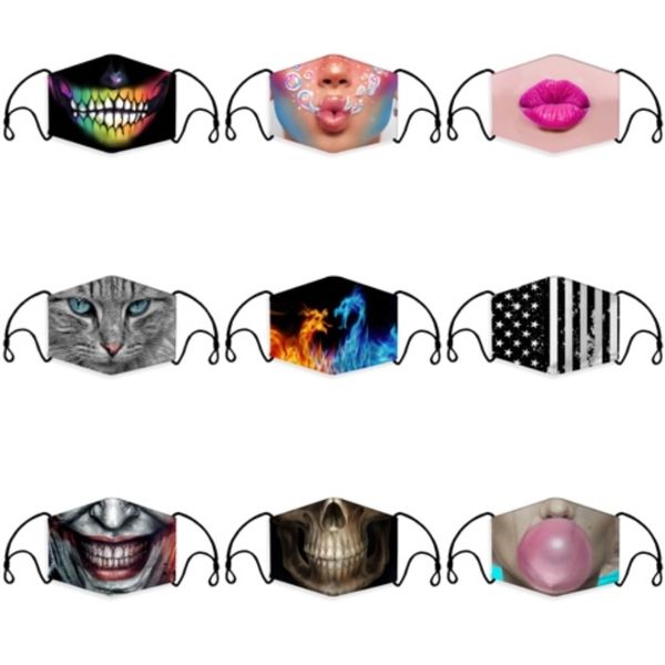 

27styles breathing valve face mask anti dust earloop adjustable print reusable mouth masks breathable designer masks without filter ljja4#41