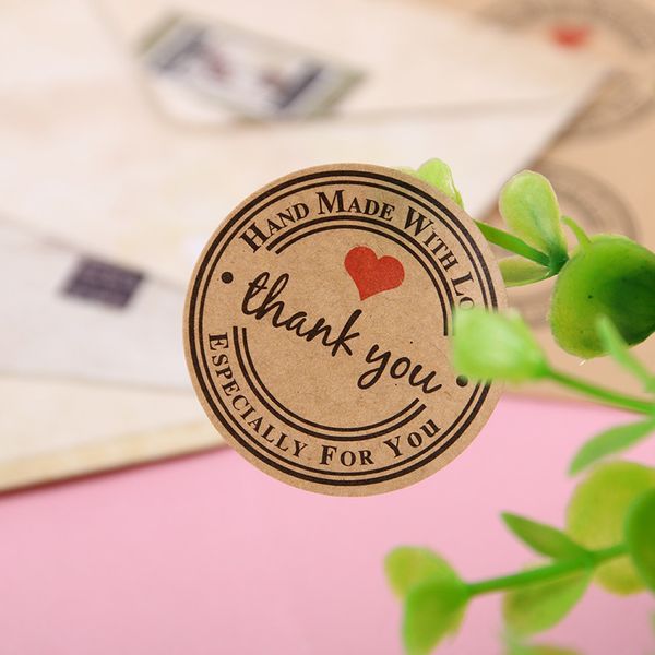 

kraft thank you labels round adhesive business stickers envelope packing seal 500 pcs adhesive label 1 1.5 inch 122026