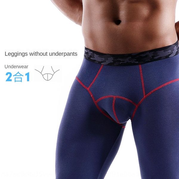 

2019 new autumn and winter men's autumn modal tight thin fashion solid color warm pants warm pants mid-waist leggings, Black;white