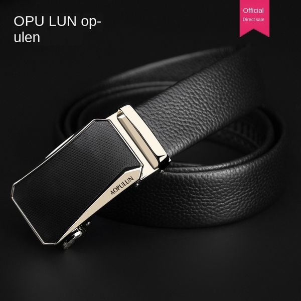 

2020 men's high-grade alloy automatic 2020 belt buckle layer cowhide leisure belt, Black;brown