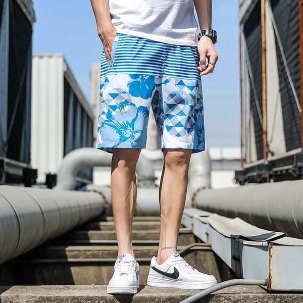 

sports casual shorts big pants tide brand summer beach pants men's cotton loose five-point seaside vacation summer, White;black