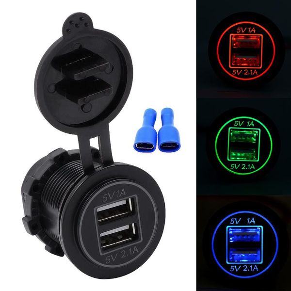 

wupp universal motorcycle car 5v 3.1a dual usb charger socket adapter power outlet for 12v 24v for phone waterproof durable