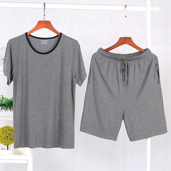 

03xuc middle-aged and elderly home pajamas can be worn out leisure short pants suit shorts and shorts sleeve short pants set large size loos, Blue;red