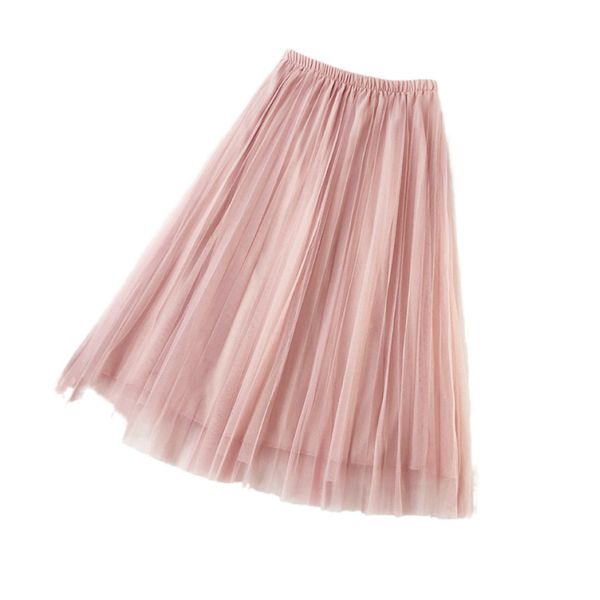 

women's solid pleated skirt 2020 spring new high waist mesh patchwork skirts casual ladies bottoms a-line skirt merry pretty, Black