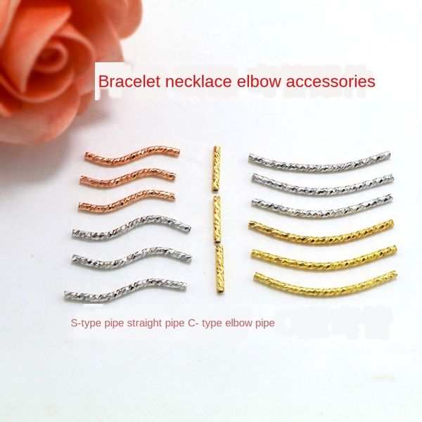 

onqbm necklace line diy bracelet bracelet elbow accessories accessories hollow connecting pipe s-type threaded straight pipe diy color retai, Silver