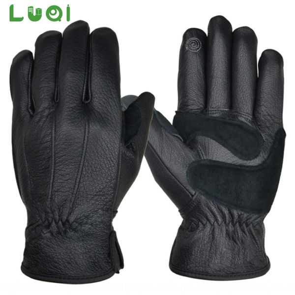 

deerskin touch screen electric vehicle electric vehicle motorcycle all-finger riding motorcycle rider gloves, Blue;gray
