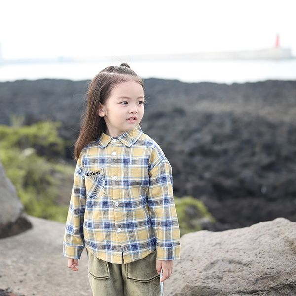 

9nyz8 treebibi clothing 2019 winter new tong chen shan children's tong chen shan children's shirt korean printed plaid plus velvet, White;black